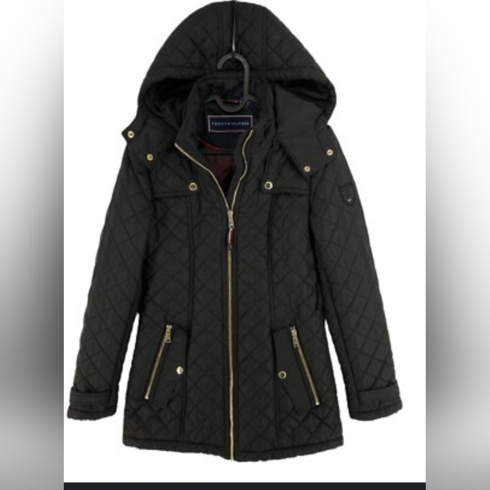 NWOT Tommy Hilfiger Quilted Black Coat Size XL
